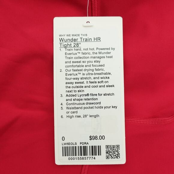 New Lululemon Legging Size 0 Wunder Train High Rise Tight 28" PDRA $98 - Picture 8 of 8